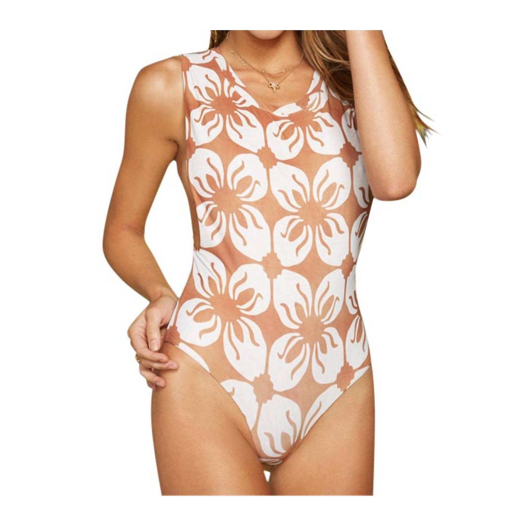 New Stone Fox Swim Tulum Tee One Piece Swimsuit In Sfs Indo Tile